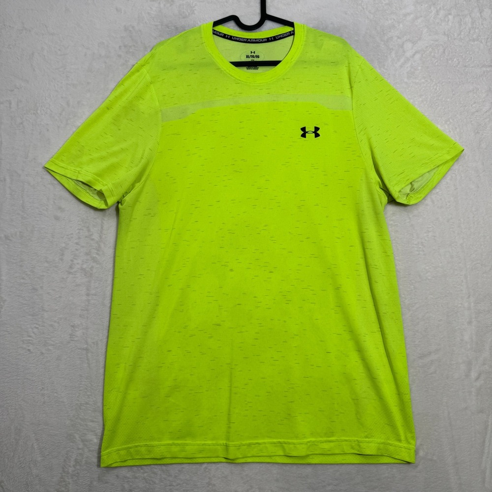 Under Armour Shirt Mens XL Neon Yellow Vanish Seamless Short Sleeve Fitted